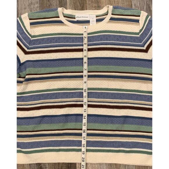 Alfred Dunner Striped Short Sleeve Knit Top Blue Green Lightweight Sweater Sz XL - Picture 12 of 12